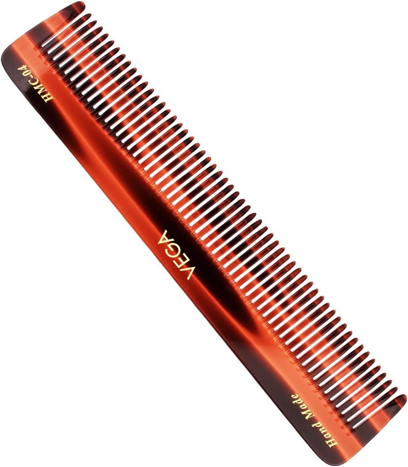 VEGA Handmade Tortoise Shell Wide Coarse Tooth Dressing Comb for Men & Women | Anti-Static Detangling Hair Comb for Daily Grooming, Brown - Image 1